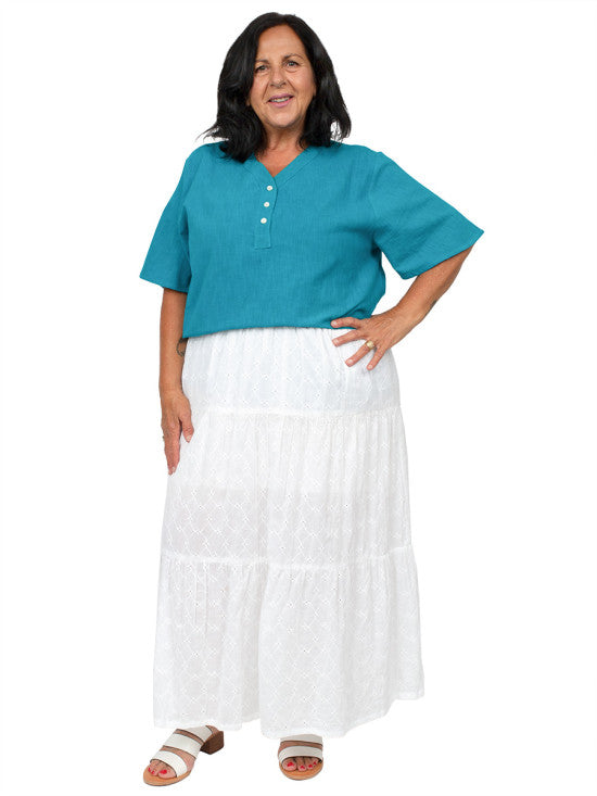 Plus size 2024 white peasant skirt