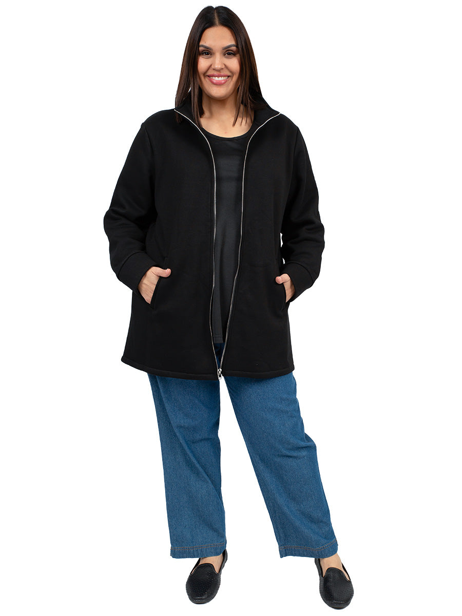 Plus size clearance black fleece jacket