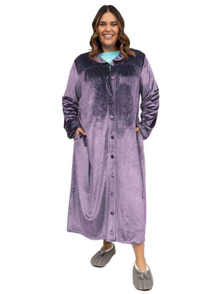Giada Velour Dressing Gown - Purple