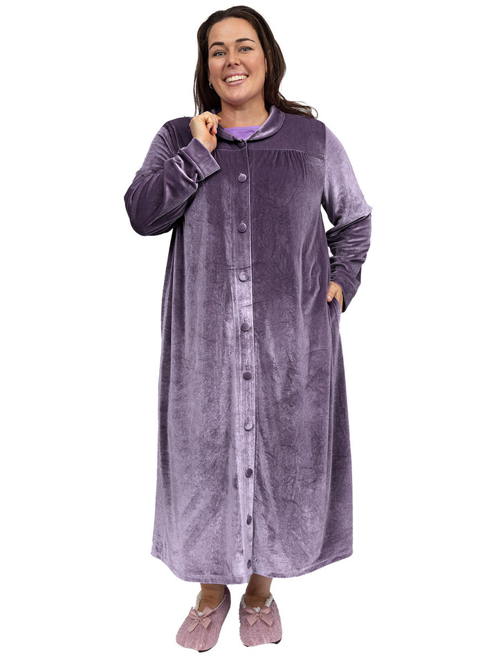 Giada Velour Dressing Gown - Purple