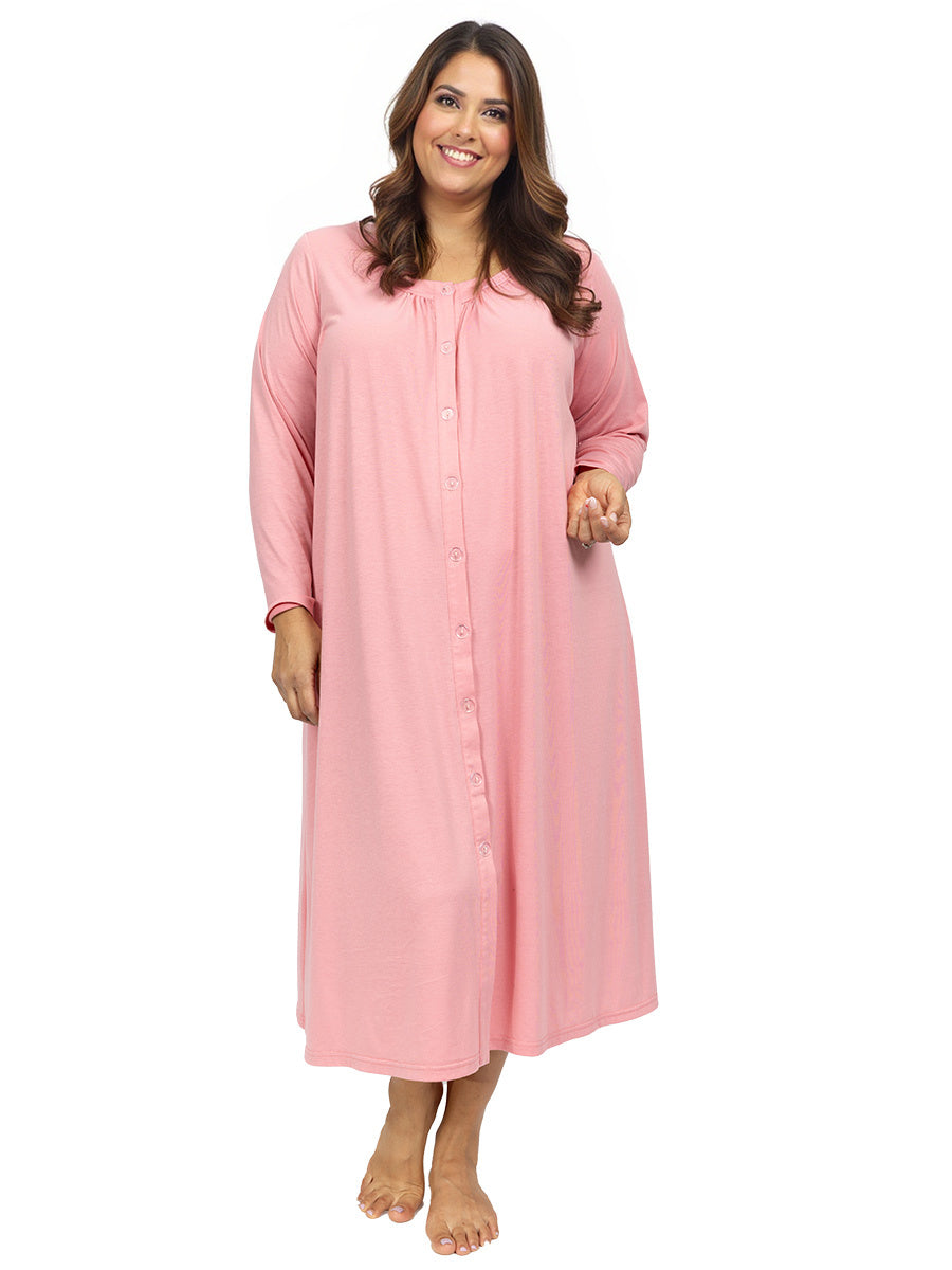 Pink Plus Dressing Gown Plus Size Pure Cotton Chenille Dressing