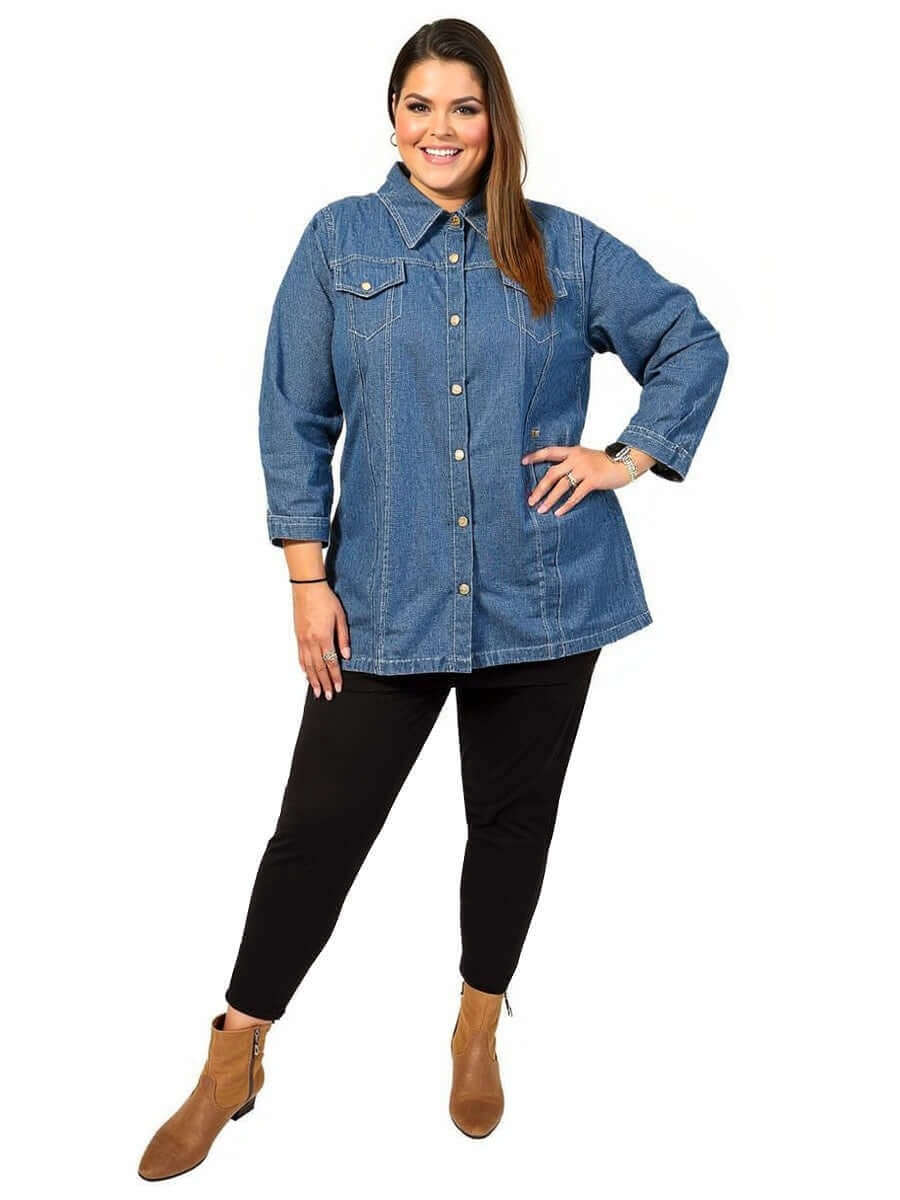 Oversized Denim Mix And Match Jaket Jeans YOURS Plus Size Indigo