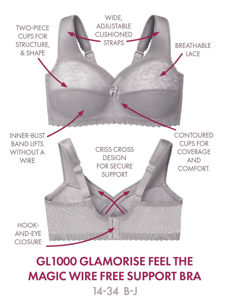 Glamorise Bra 1000 - Feel The Magic Wire-Free Support - Silver