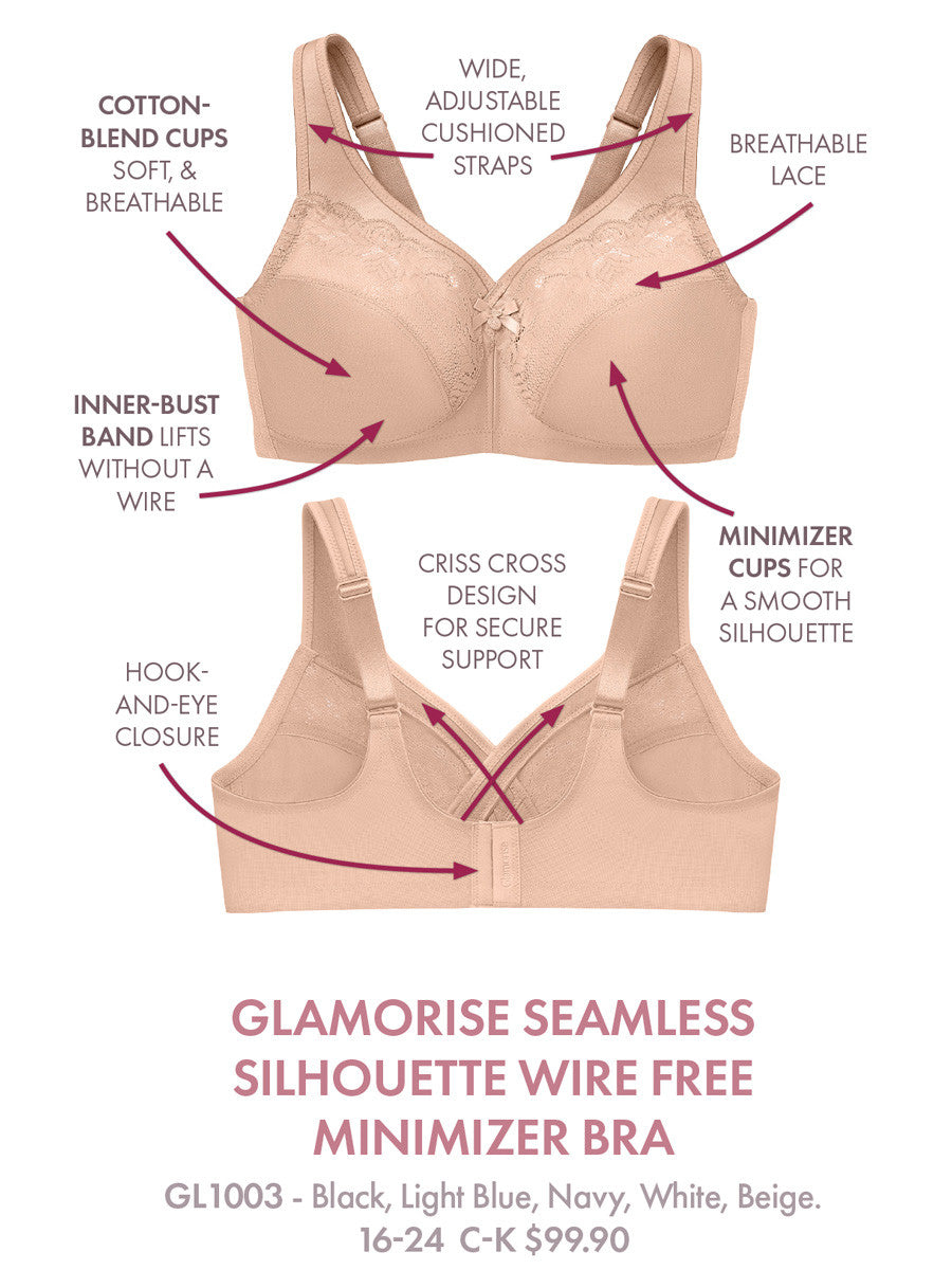 Glamorise Bra 1003 - Seamless Minimizer Support - Lightblue - Dale and Waters