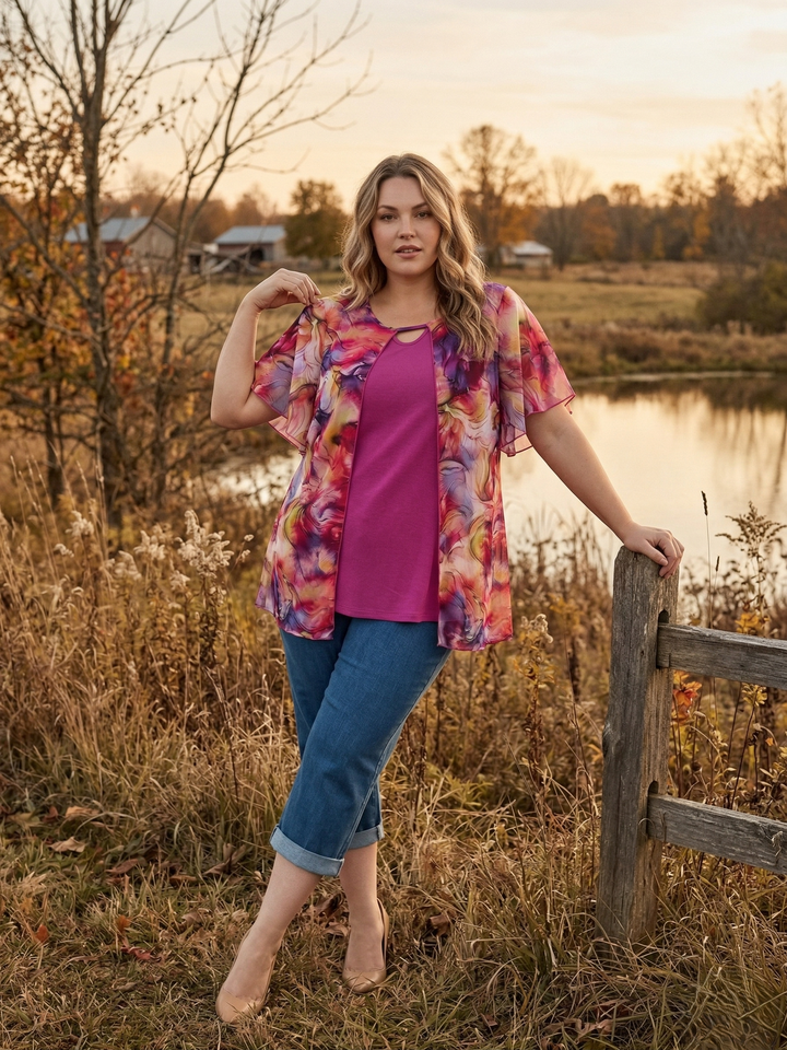 Alora Top & Cami - Lilac Print*