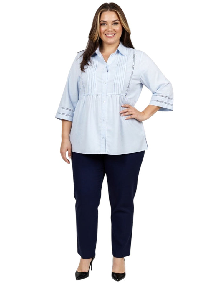 Amelia Pleated Blouse - Blue