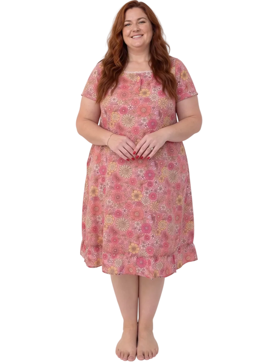 Annabelle Nightie - Pink Print**