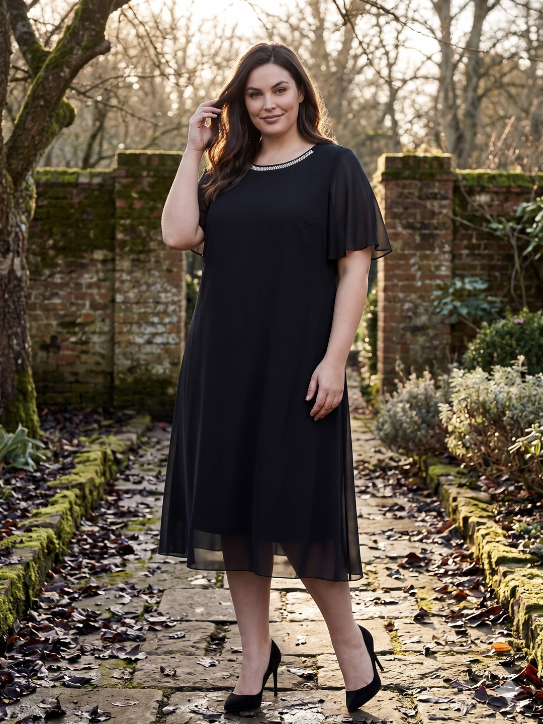 Ariel Diamanté Dress - Black*