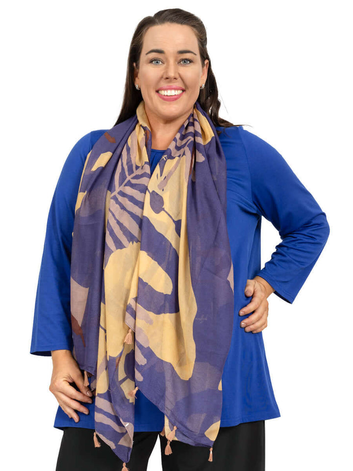 Autumn Blues Scarf - Blue Print Plus Size Accessories Dale and Waters