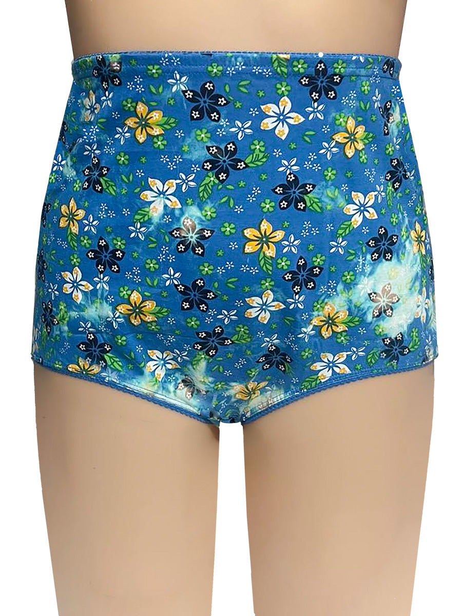 Full Briefs - BCS1026 Cotton Spandex - Aqua Print