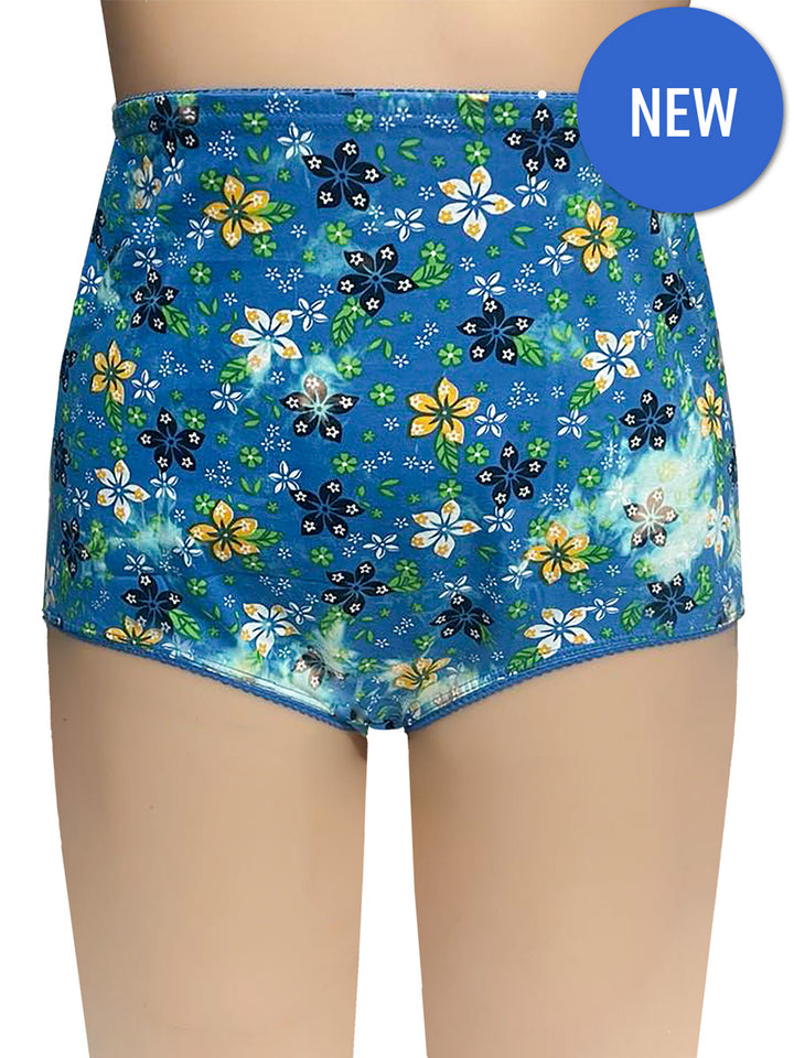 Full Briefs - BCS1026 Cotton Spandex - Aqua Print