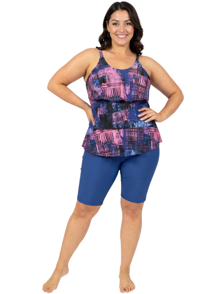 Carribbean Dreams Swim Tankini Top - Navy Print