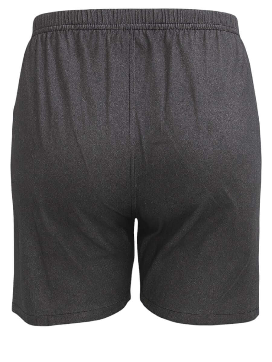 Denim Shorts - Black back view showing elastic waistband and soft fabric suitable for women plus size 16-50.