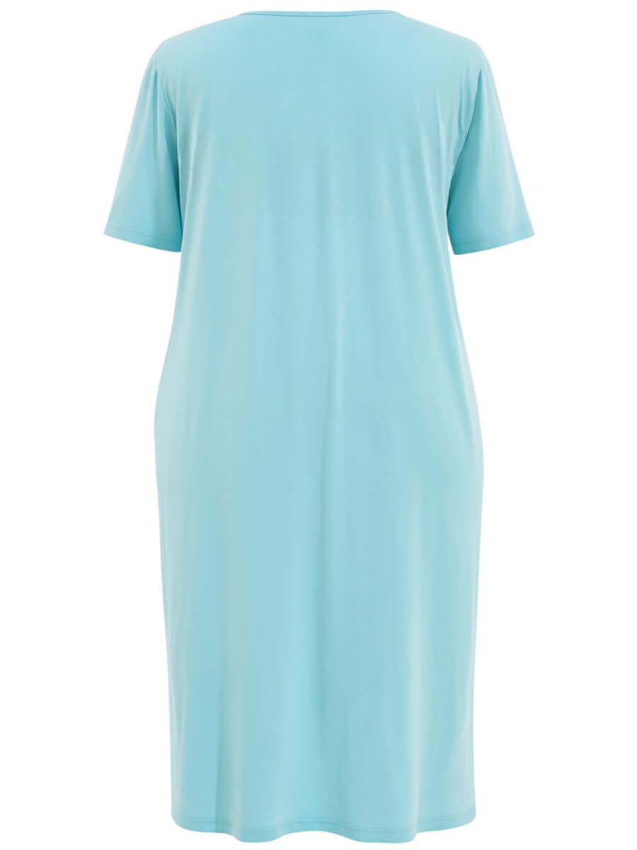 Back view of the Marlow Nightie - Aqua for plus size women in sizes 16-50, showcasing its comfortable fit.