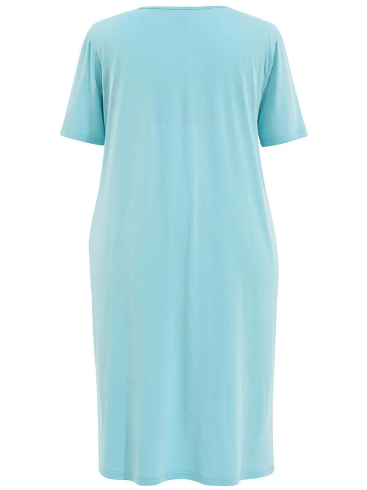 Back view of the Marlow Nightie - Aqua for plus size women in sizes 16-50, showcasing its comfortable fit.