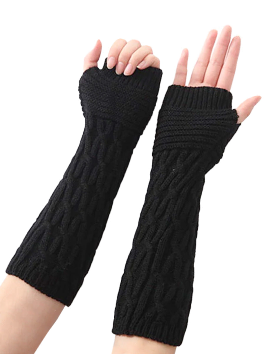 Fingerless Long Gloves Black Dale and Waters Plus size clothing 16 50