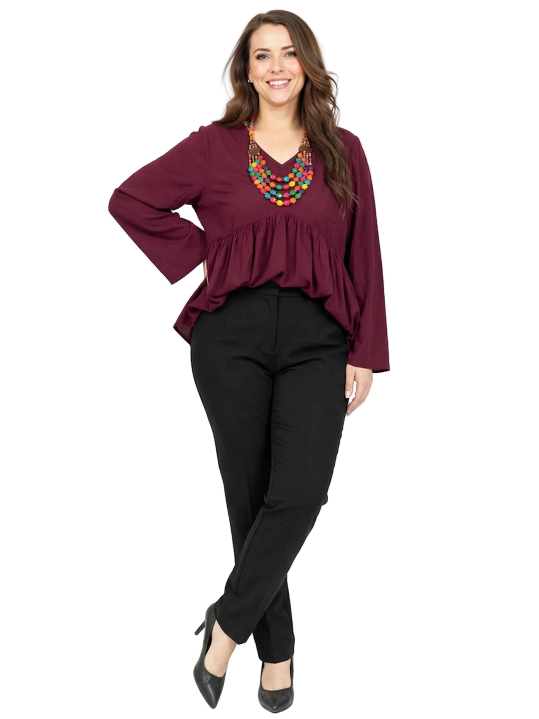 Dallas V-Neck Tunic - Wine