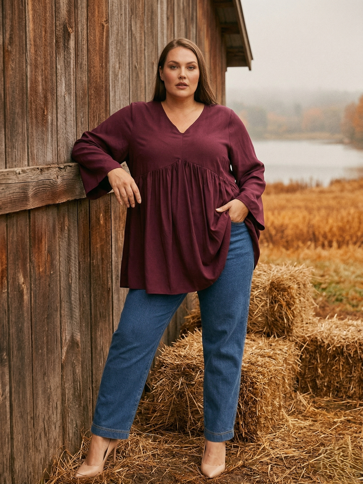 Dallas V-Neck Tunic - Wine