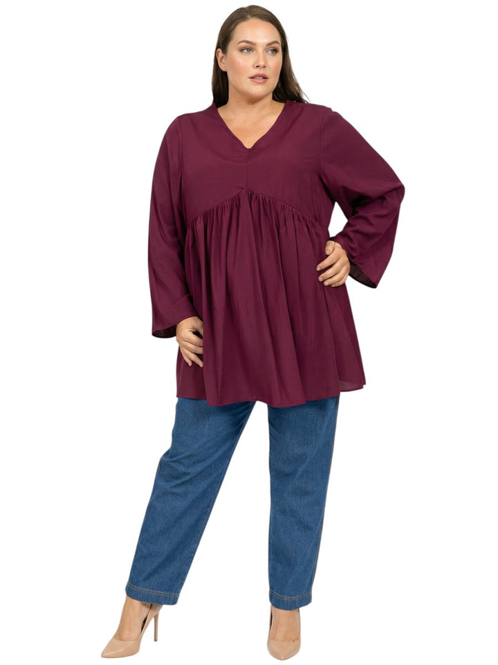 Dallas V-Neck Tunic - Wine