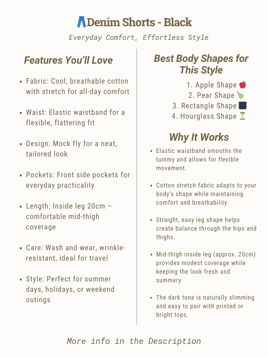 Denim Shorts - Black features and benefits for plus size women, sizes 16-50, by Dale & Waters.