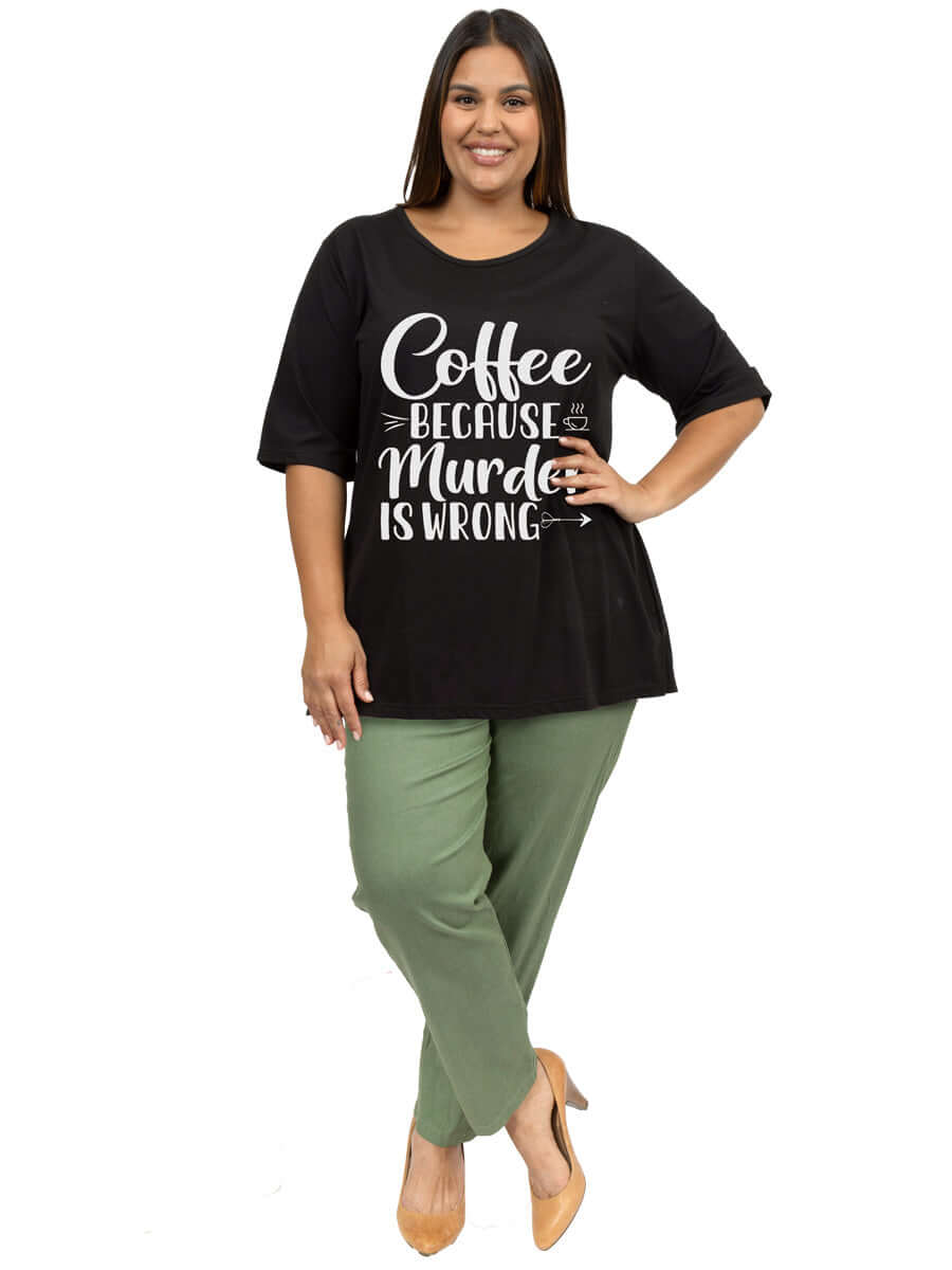 Coffee Because Murder Is Wrong - White - Custom Print Tee