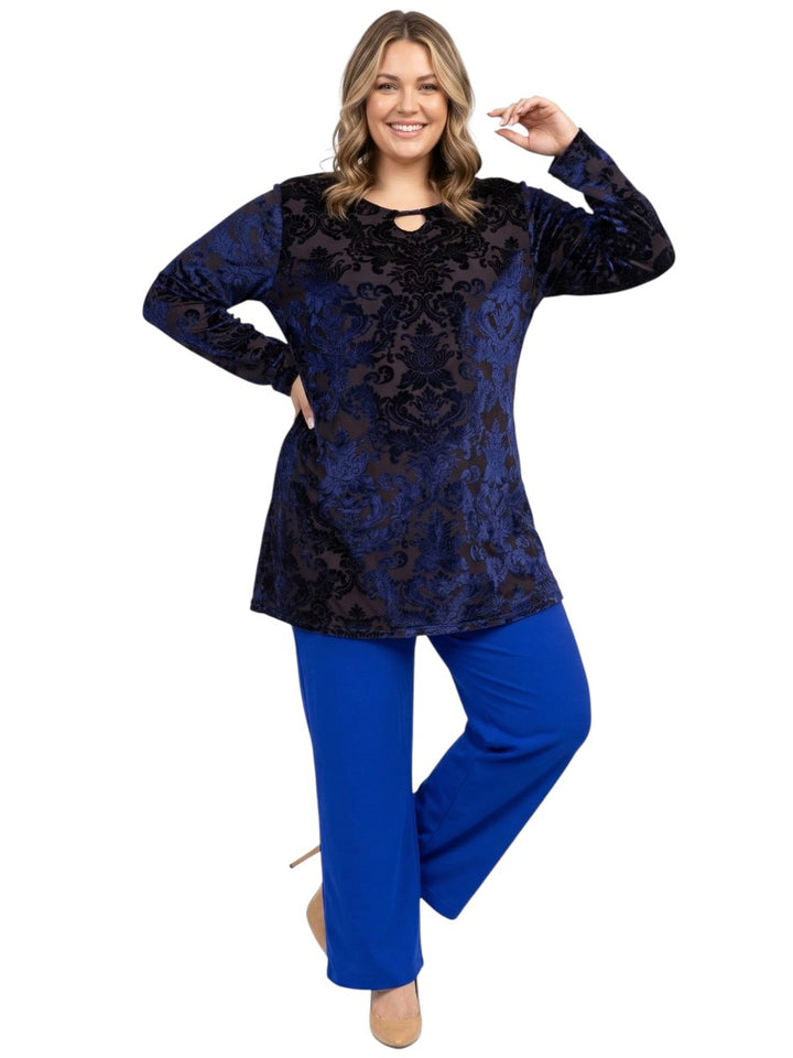Finley Velour Tunic - Blue Print