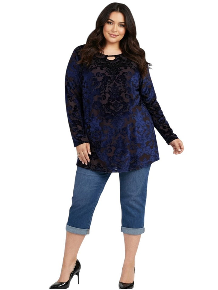 Finley Velour Tunic - Blue Print
