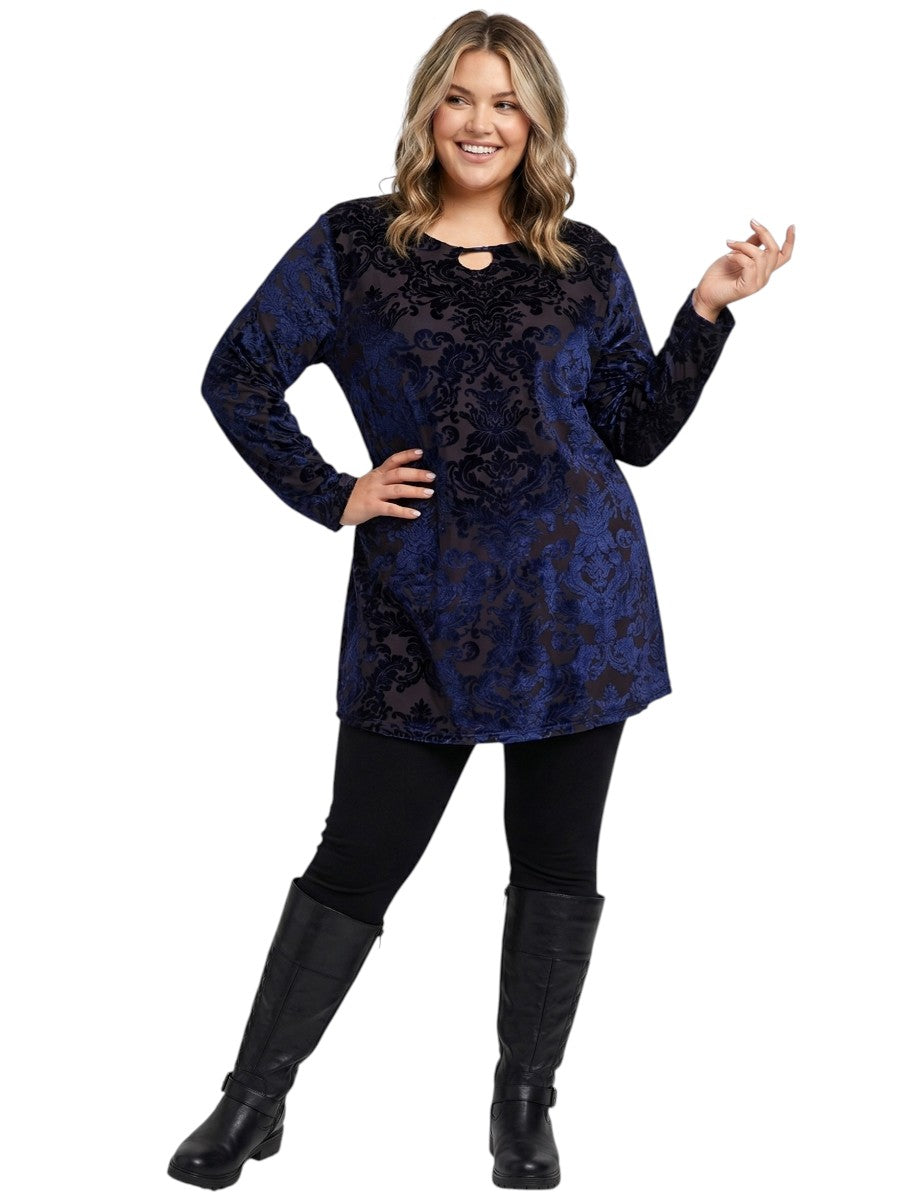 Finley Velour Tunic - Blue Print