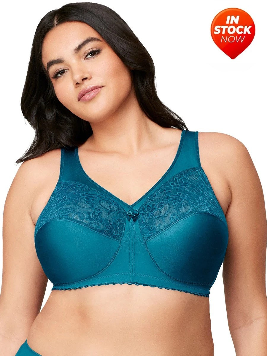 In Stock Glamorise Bra 1000 - Feel The Magic Wire-Free Support - Teal