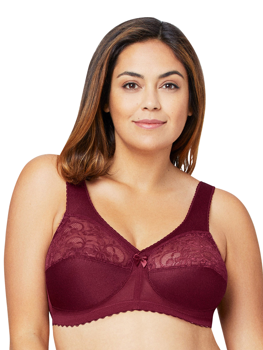 Glamorise Bra 1000 - Feel The Magic Wire-Free Support - Burgundy - Dale and Waters