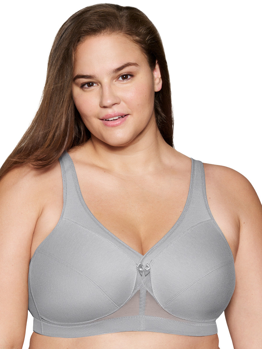 Glamorise Bra 1005 - Made To Move Wire-Free Support Bra - Grey Heather - Dale and Waters