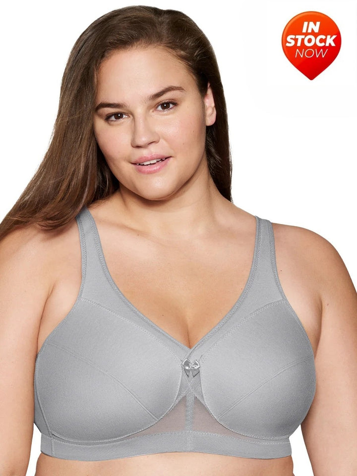 In Stock Glamorise Bra 1005 - Made To Move Wire-Free Support Bra - Grey Heather