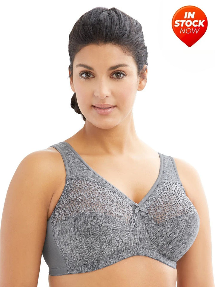 In Stock Glamorise Bra 1064 - Don't Sweat It Wire-Free Support Bra - Grey