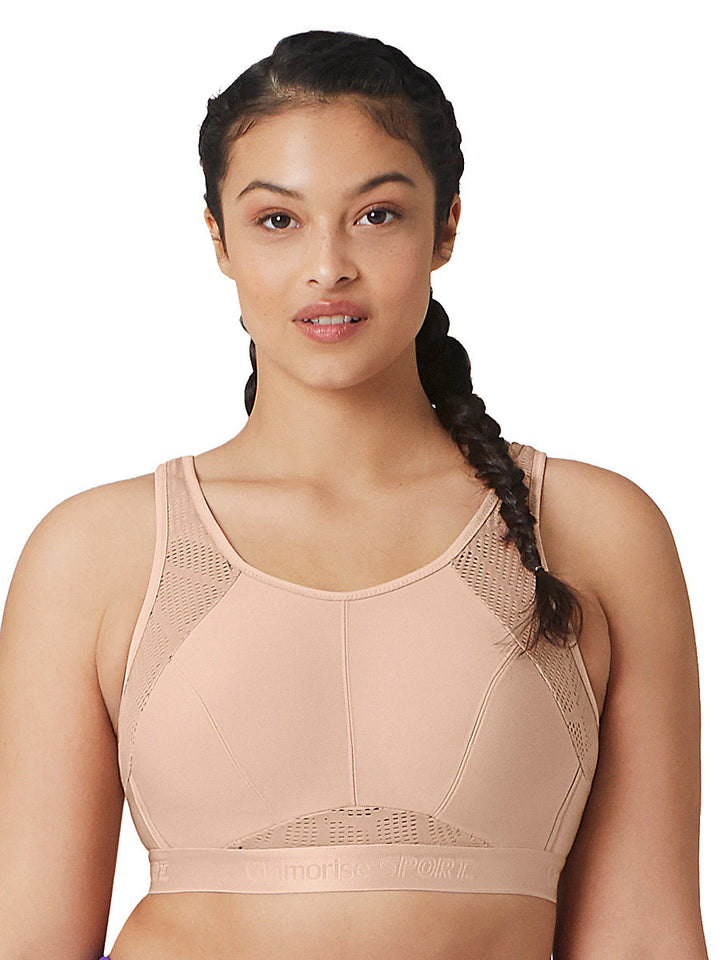 Glamorise Bra 1068 - No-Sweat Mesh Sports Bra - Cafe - Dale and Waters