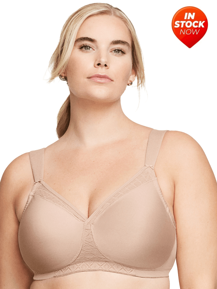 In Stock Glamorise Bra 1080 - Everyday Seamless Support T-Shirt Bra - Cafe - Plus size bra for women, size 16-50 from Dale and Waters.