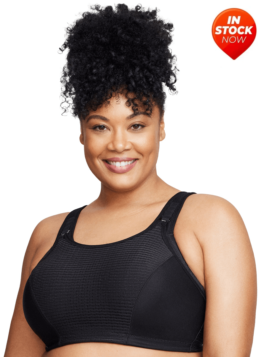 Glamorise Bra 1166 - Custom Control Sports Bra - Black Bras Dale and Waters