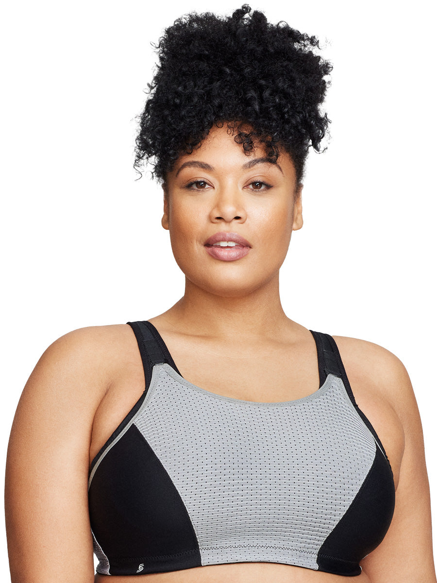 Glamorise Bra 1166 - Custom Control Sports Bra - Black/Grey