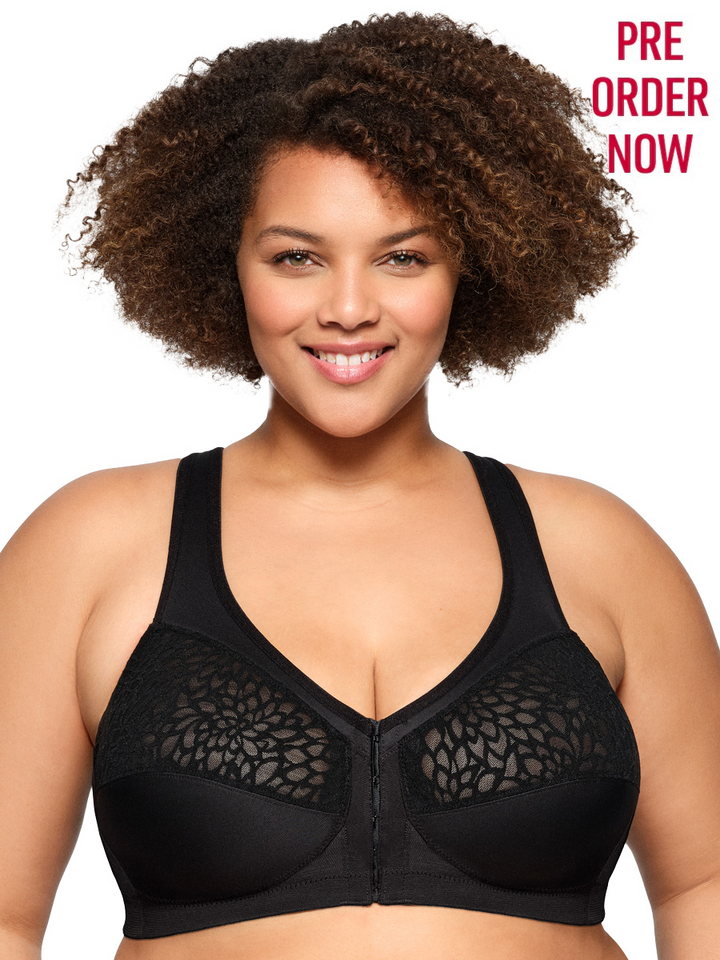 Glamorise Bra 1206 - MagicLift Front-Closure Racerback Bra - Black