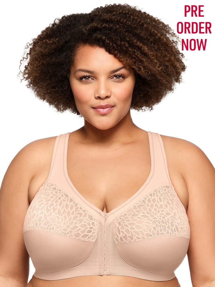 Glamorise Bra 1206 - MagicLift Front-Closure Racerback Bra - Cafe