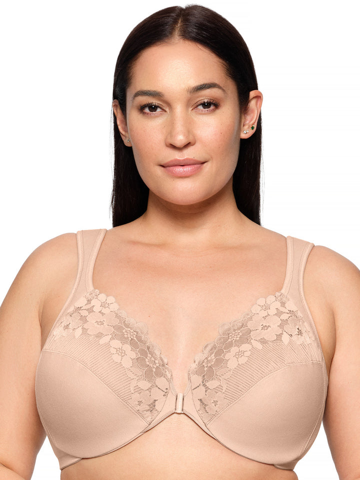 Glamorise Bra 1241 - Front-Closure Cotton WonderWire Bra - Cafe