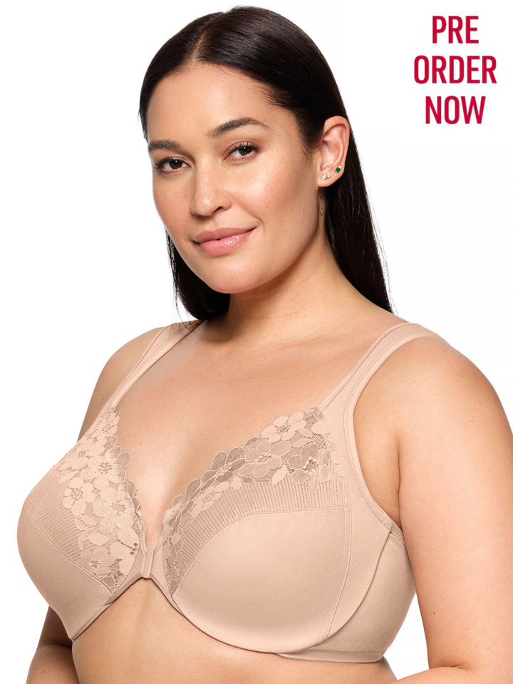Glamorise Bra 1241 - Front-Closure Cotton WonderWire Bra - Cafe