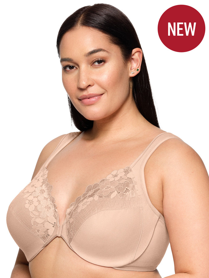 Glamorise Bra 1241 - Front-Closure Cotton WonderWire Bra - Cafe