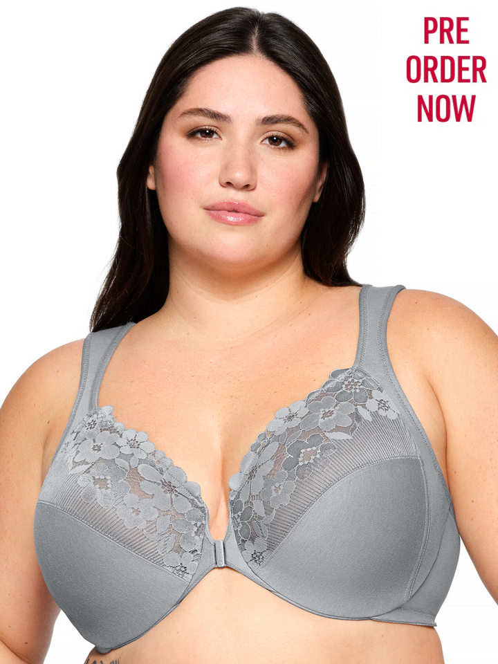 Glamorise Bra 1241 - Front-Closure Cotton WonderWire Bra - Silver