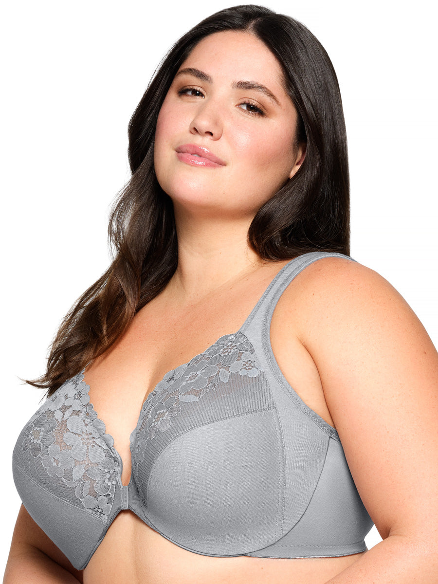 Glamorise Bra 1241 - Front-Closure Cotton WonderWire Bra - Silver