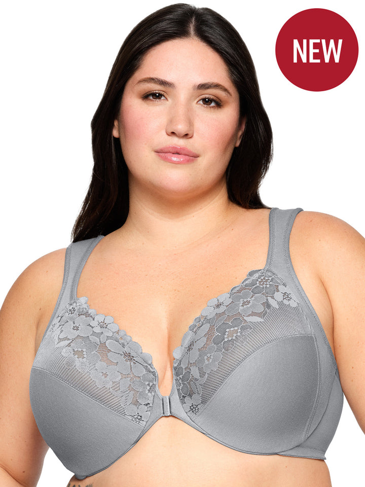 Glamorise Bra 1241 - Front-Closure Cotton WonderWire Bra - Silver