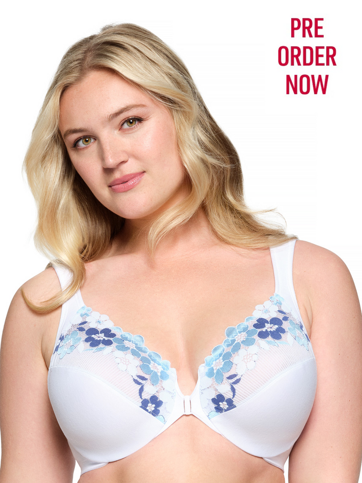 Glamorise Bra 1241 - Front-Closure Cotton WonderWire Bra - White