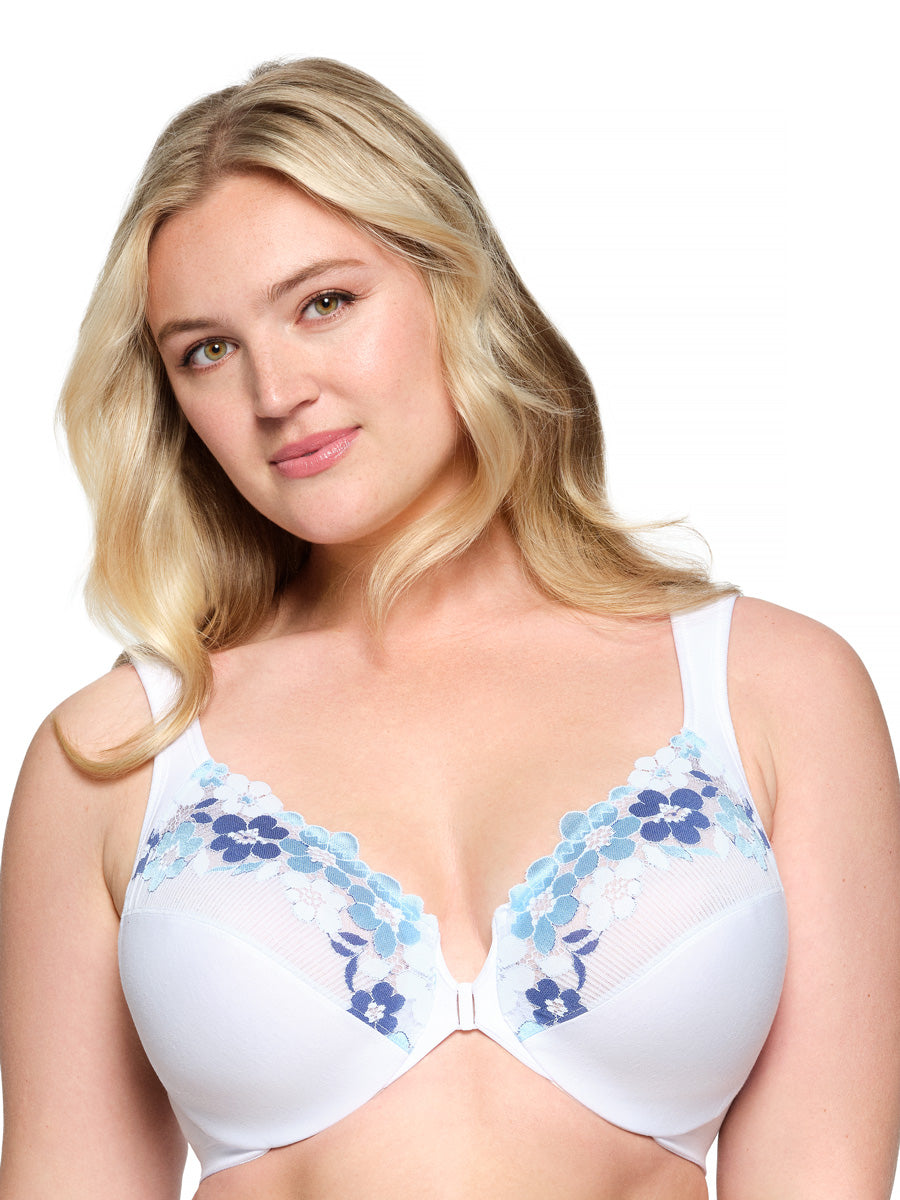 Glamorise Bra 1241 - Front-Closure Cotton WonderWire Bra - White