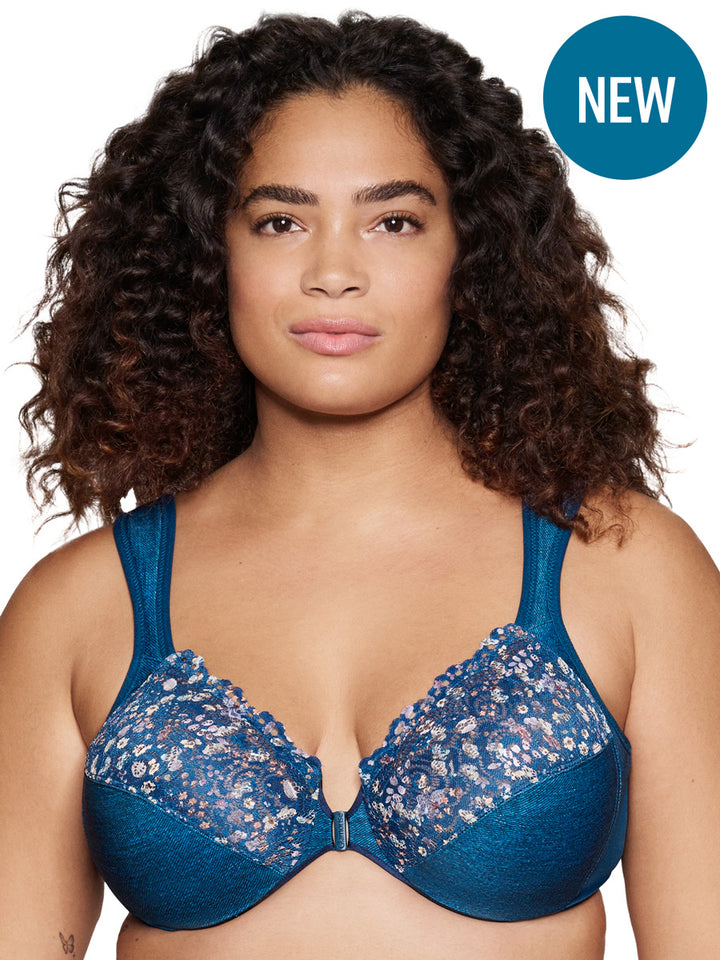 Glamorise Bra 1245 - Wonderwire Front Close Bra - Dark Denim