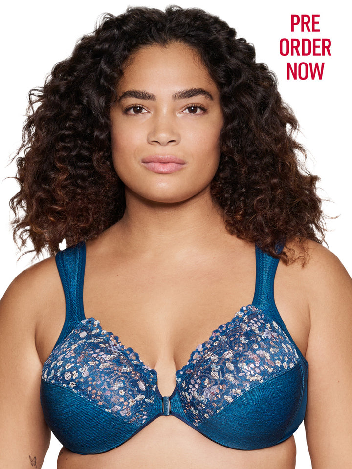 Glamorise Bra 1245 - Wonderwire Front Close Bra - Dark Denim