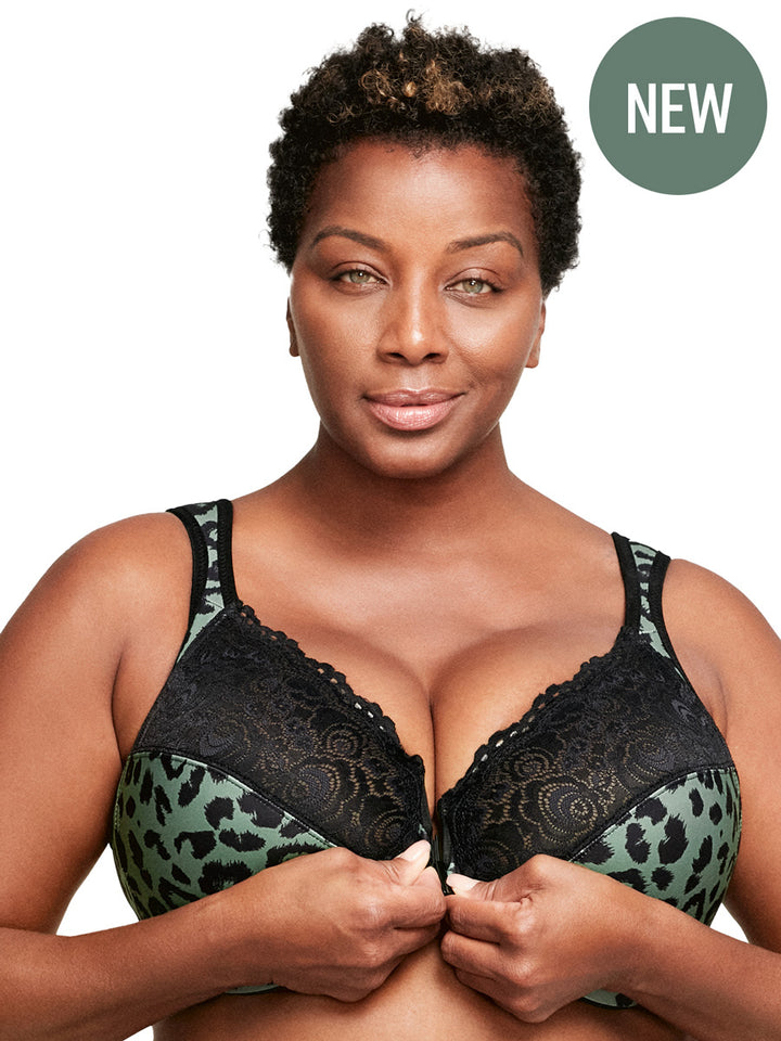 Glamorise Bra 1245 - Wonderwire Front Close Bra - Centennial Leopard